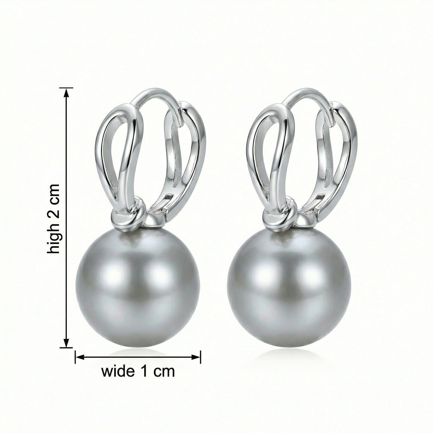 Grey Pearl Huggie Hoop Earrings | 925 Sterling Silver
