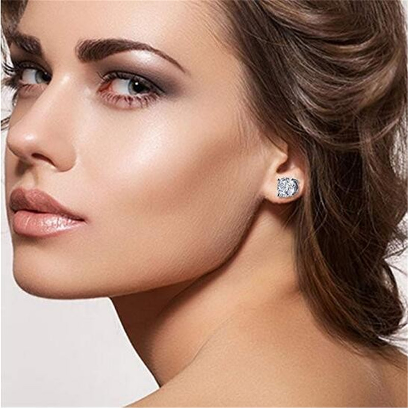 Diamond-Cut Zircon Stud Earrings | 925 Sterling Silver