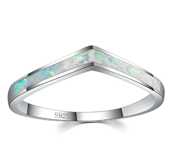 Mystic Blue Opal Fire Ring — Iridescent Mystery | 925 Sterling Silver