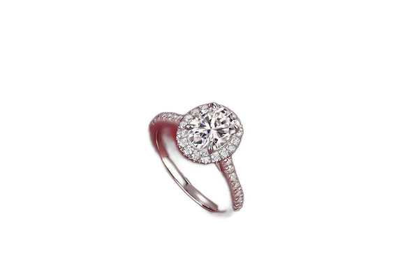 Audrey Halo Moissanite Engagement Ring — white background