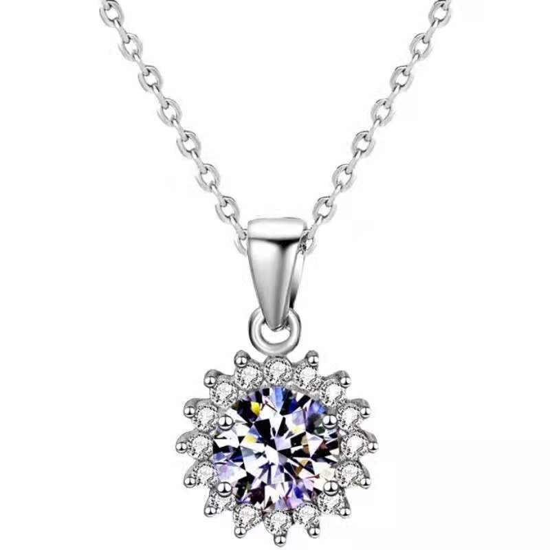 Sunflower Moissanite Pendant Necklace — Symbol of Joy | 925 Sterling Silver