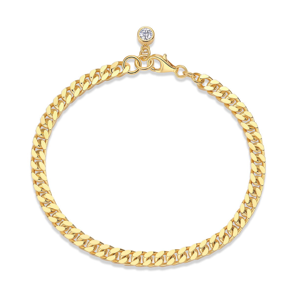 Eternal Link moissanite curb-chain bracelet in gold-plated 925 sterling silver