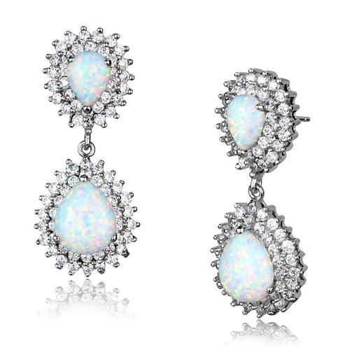 Aurora Opal Halo Drop Earrings | 925 Sterling Silver
