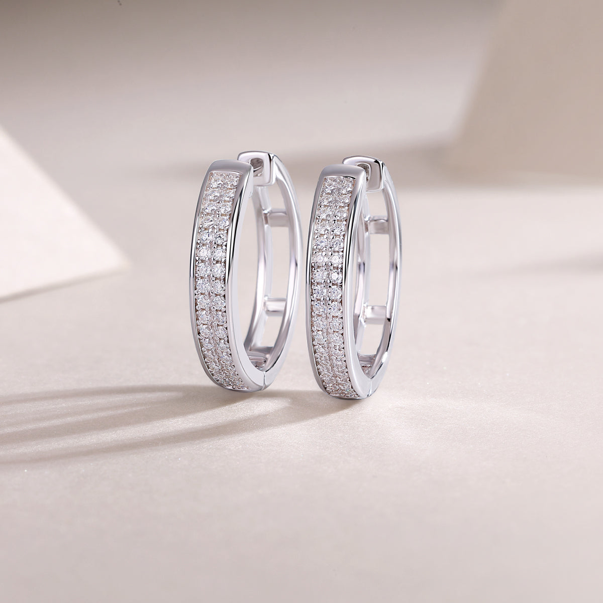 Firefly Light pavé moissanite huggie hoop earrings in 925 sterling silver