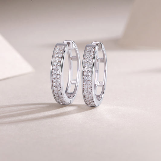 Firefly Light pavé moissanite huggie hoop earrings in 925 sterling silver