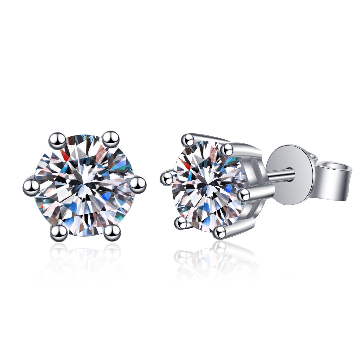 Six-Prong Moissanite Stud Earrings — Diamond-Like Brilliance | 925 Sterling Silver