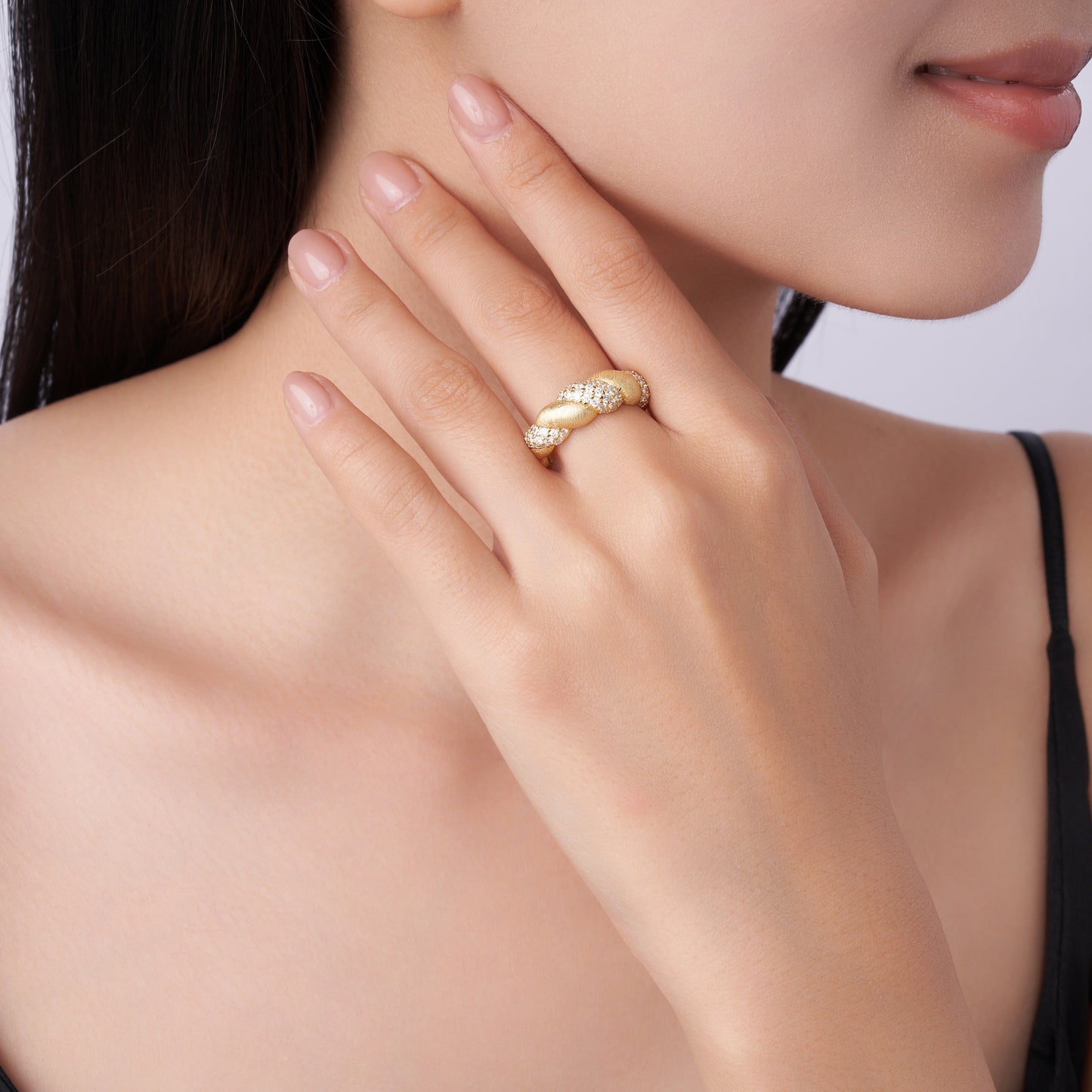 Tengman Twisted Vine Moissanite Ring | 925 Sterling Silver Gold-Plated