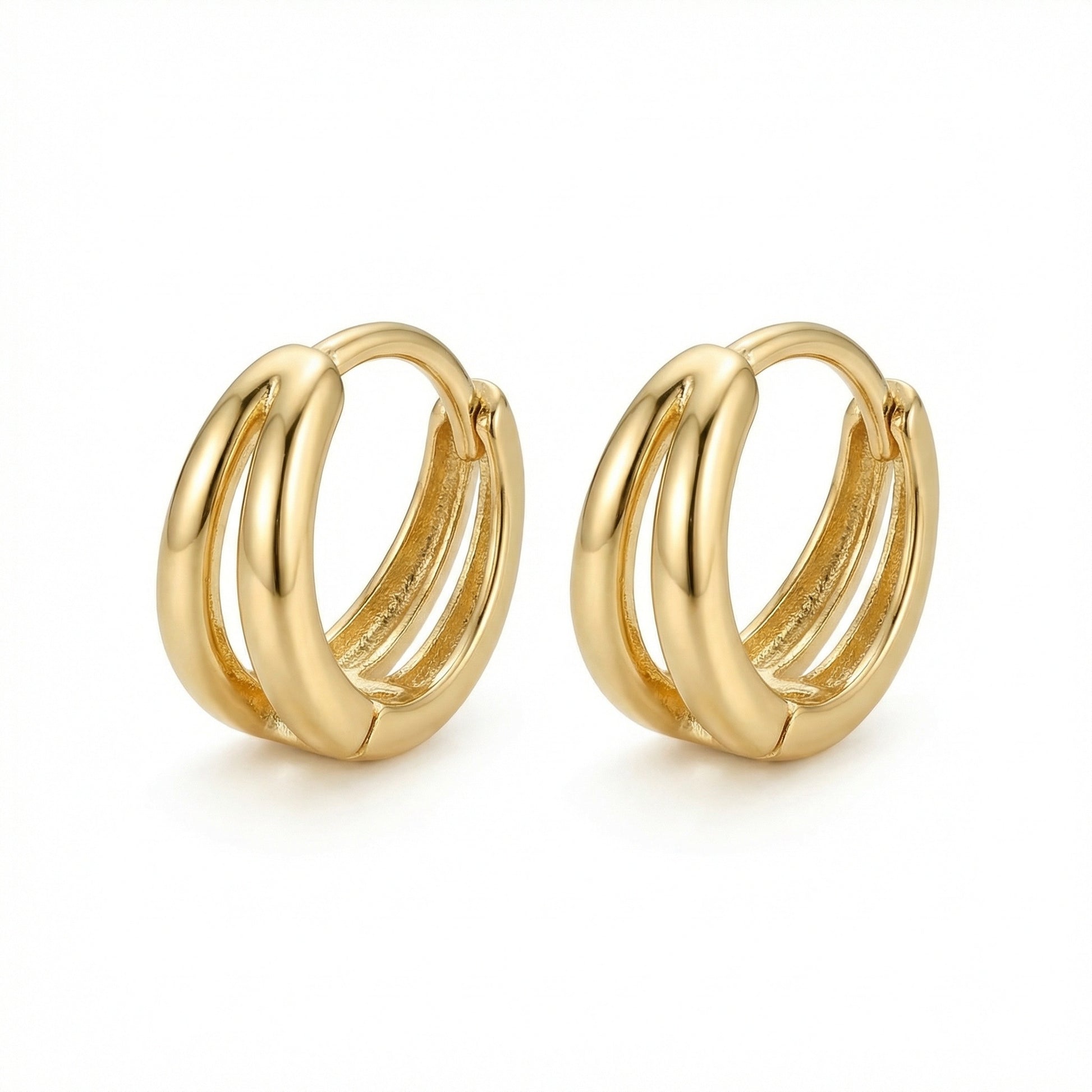 Double-Layer Huggie Hoop Earrings | 925 Sterling Silver