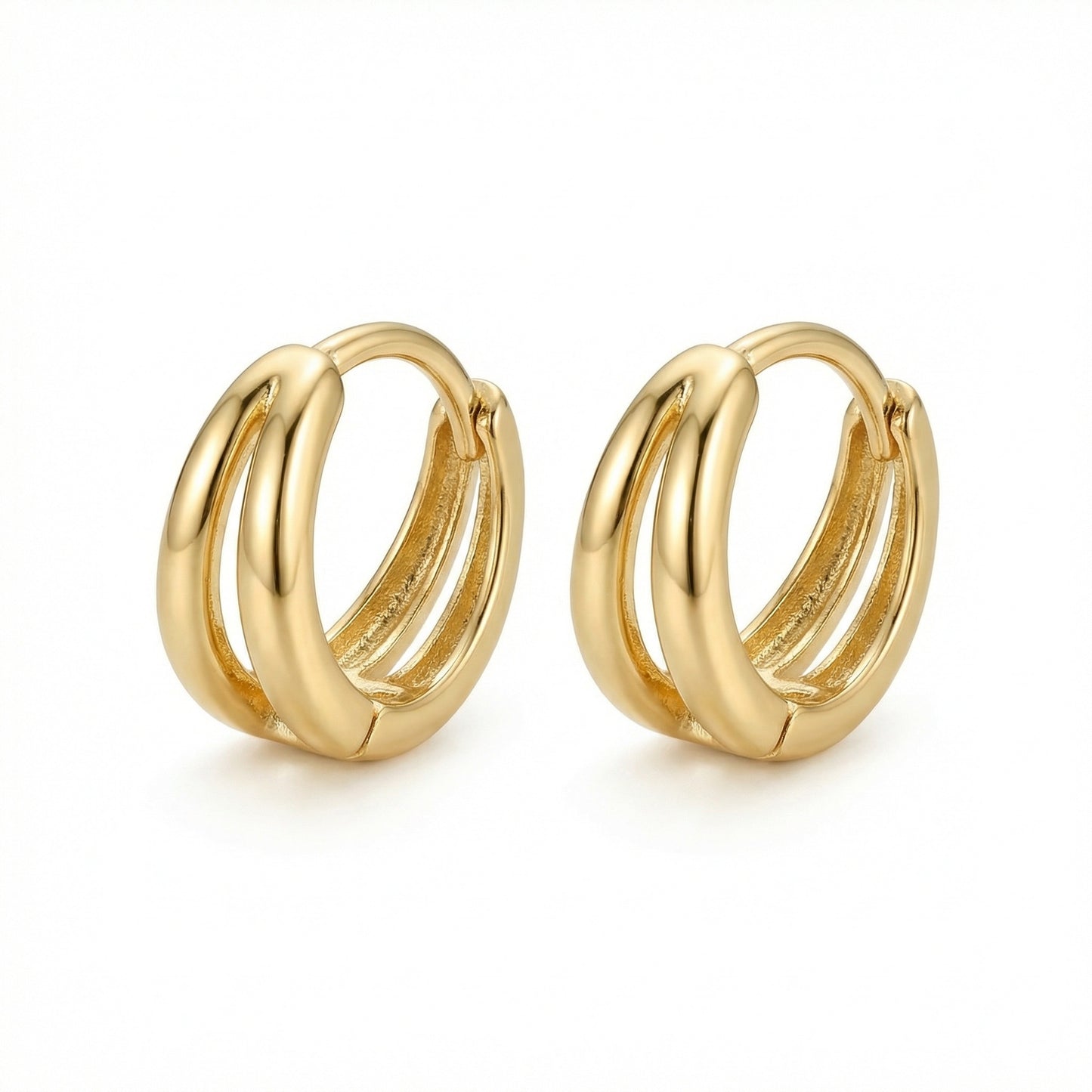Double-Layer Huggie Hoop Earrings | 925 Sterling Silver