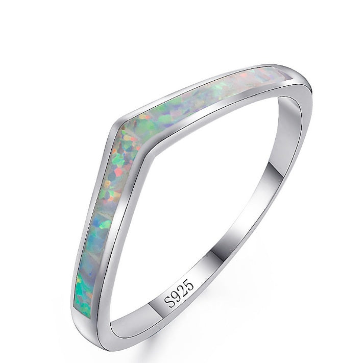Mystic Blue Opal Fire Ring — Iridescent Mystery | 925 Sterling Silver