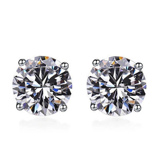 Diamond-Cut Zircon Stud Earrings | 925 Sterling Silver