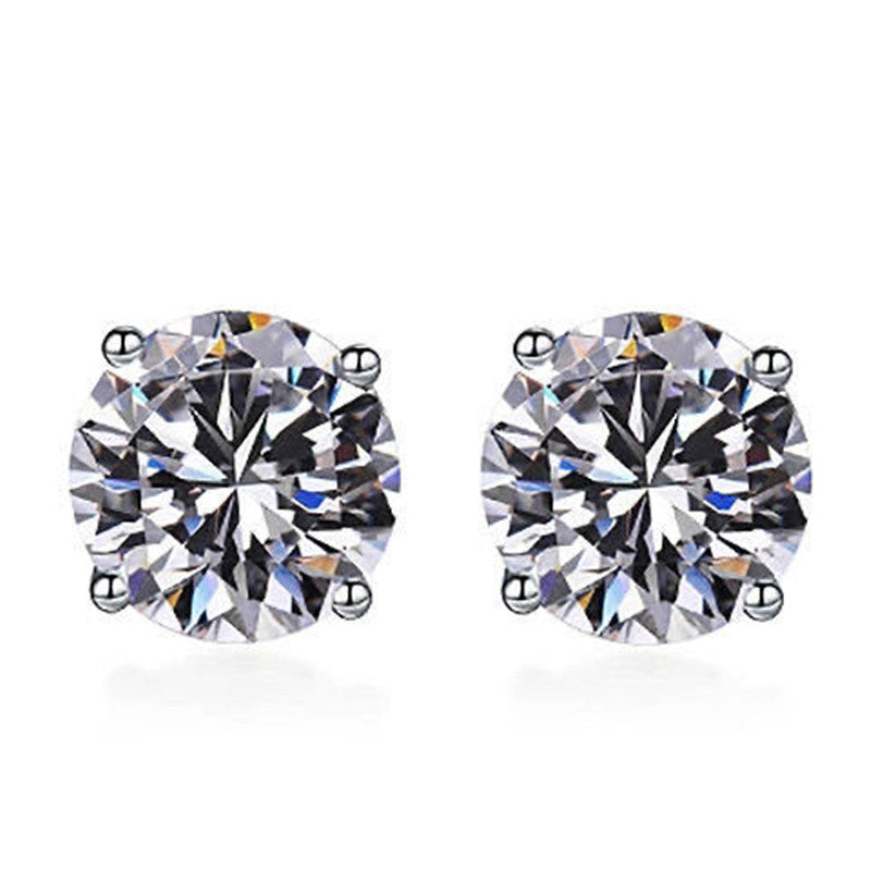 Diamond-Cut Zircon Stud Earrings | 925 Sterling Silver