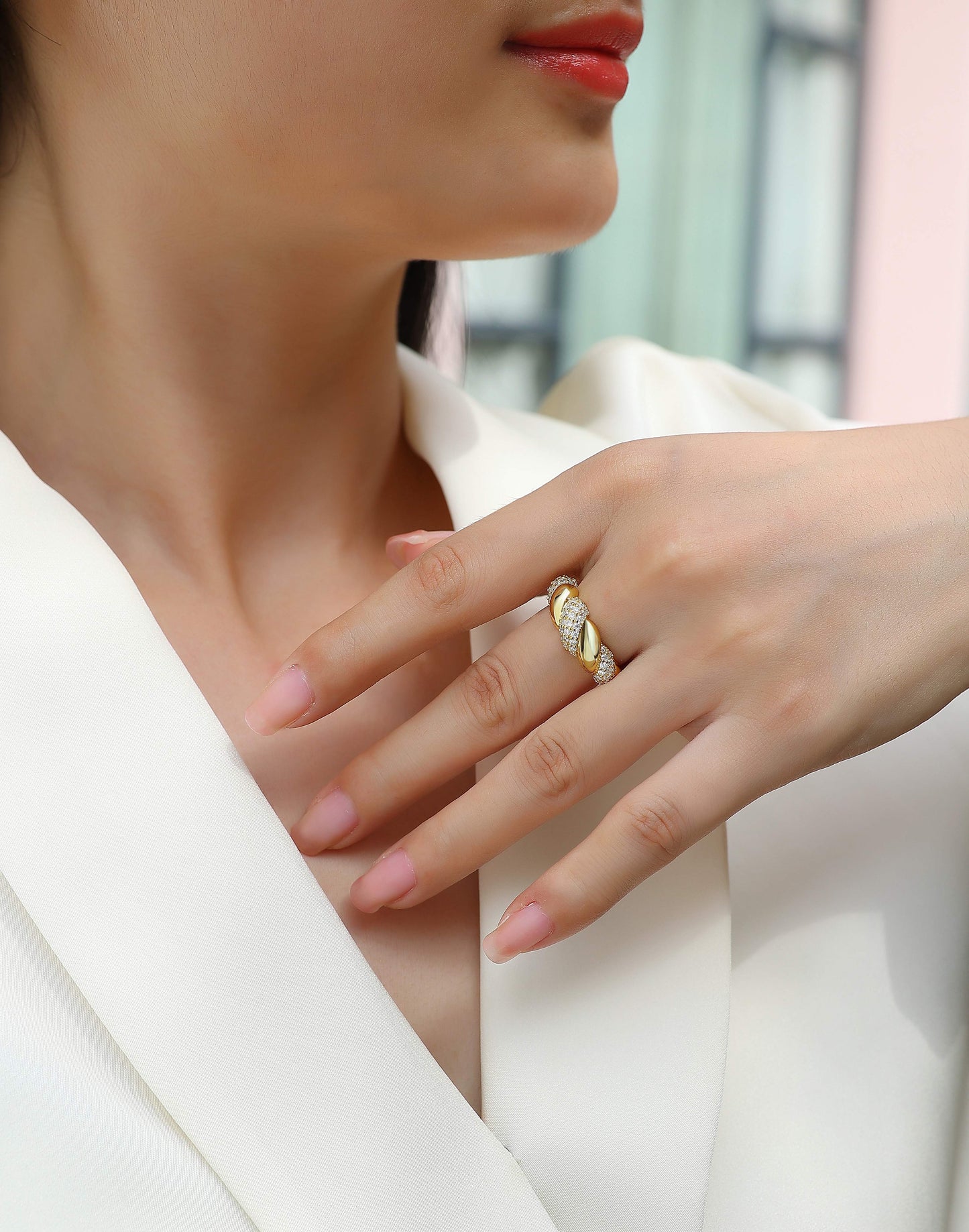 Tengman Twisted Vine Moissanite Ring | 925 Sterling Silver Gold-Plated