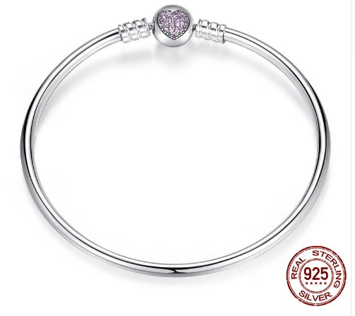 Luxury Charm Chain Bangle Bracelet | 925 Sterling Silver