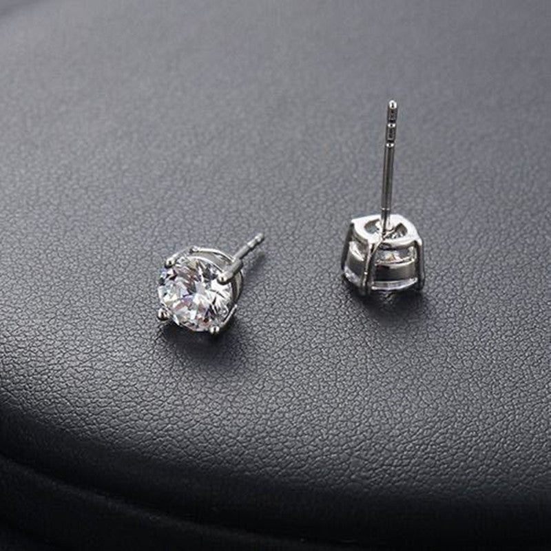 Diamond-Cut Zircon Stud Earrings | 925 Sterling Silver