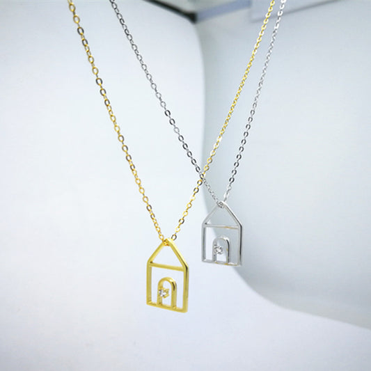 Tiny House Charm Pendant Necklace | 925 Sterling Silver