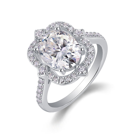 Camellia Floral Halo Moissanite Ring | 925 Sterling Silver