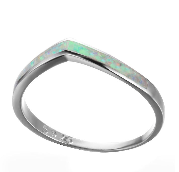 Mystic Blue Opal Fire Ring — Iridescent Mystery | 925 Sterling Silver