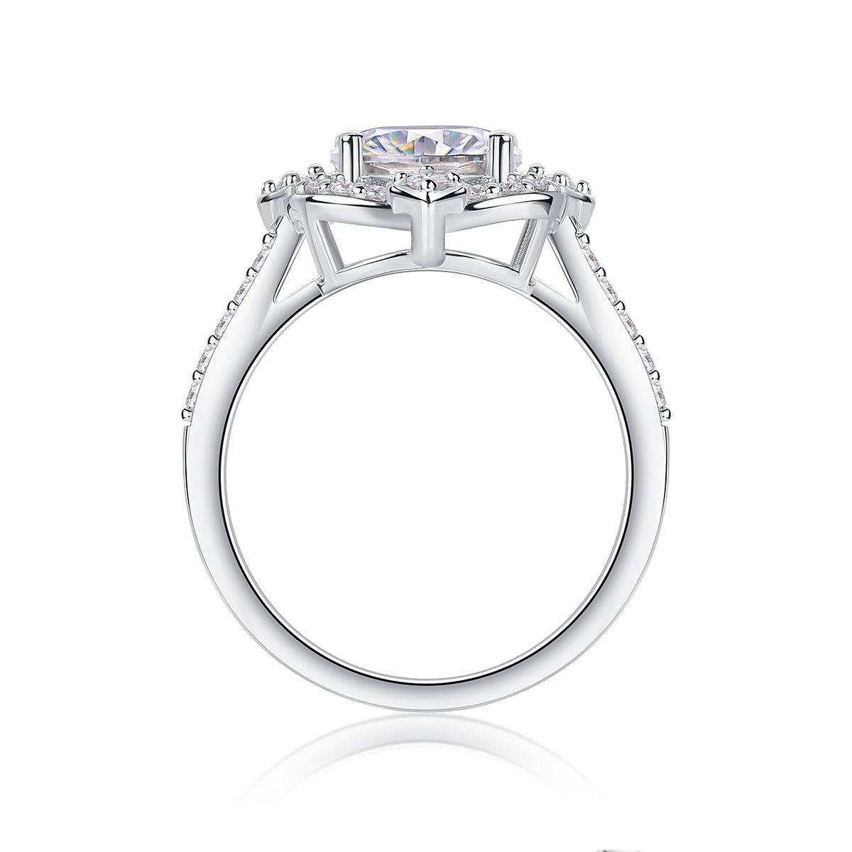 Camellia Floral Halo Moissanite Ring | 925 Sterling Silver