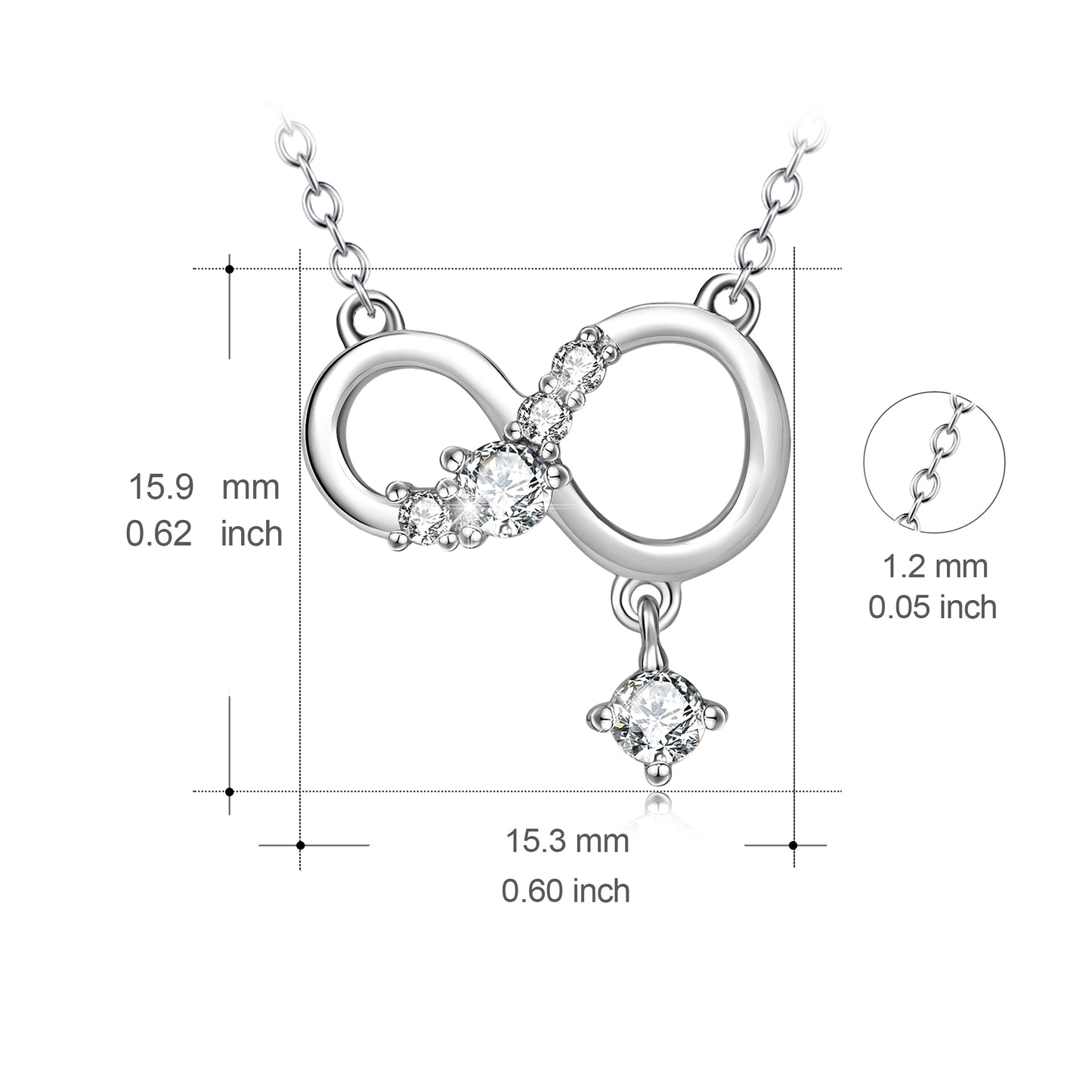 Infinite Diamond Pendant Necklace — Forever Symbol | 925 Sterling Silver