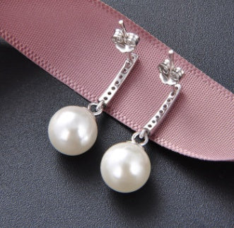 Pearl Drop Zircon Hoop Earrings | 925 Sterling Silver
