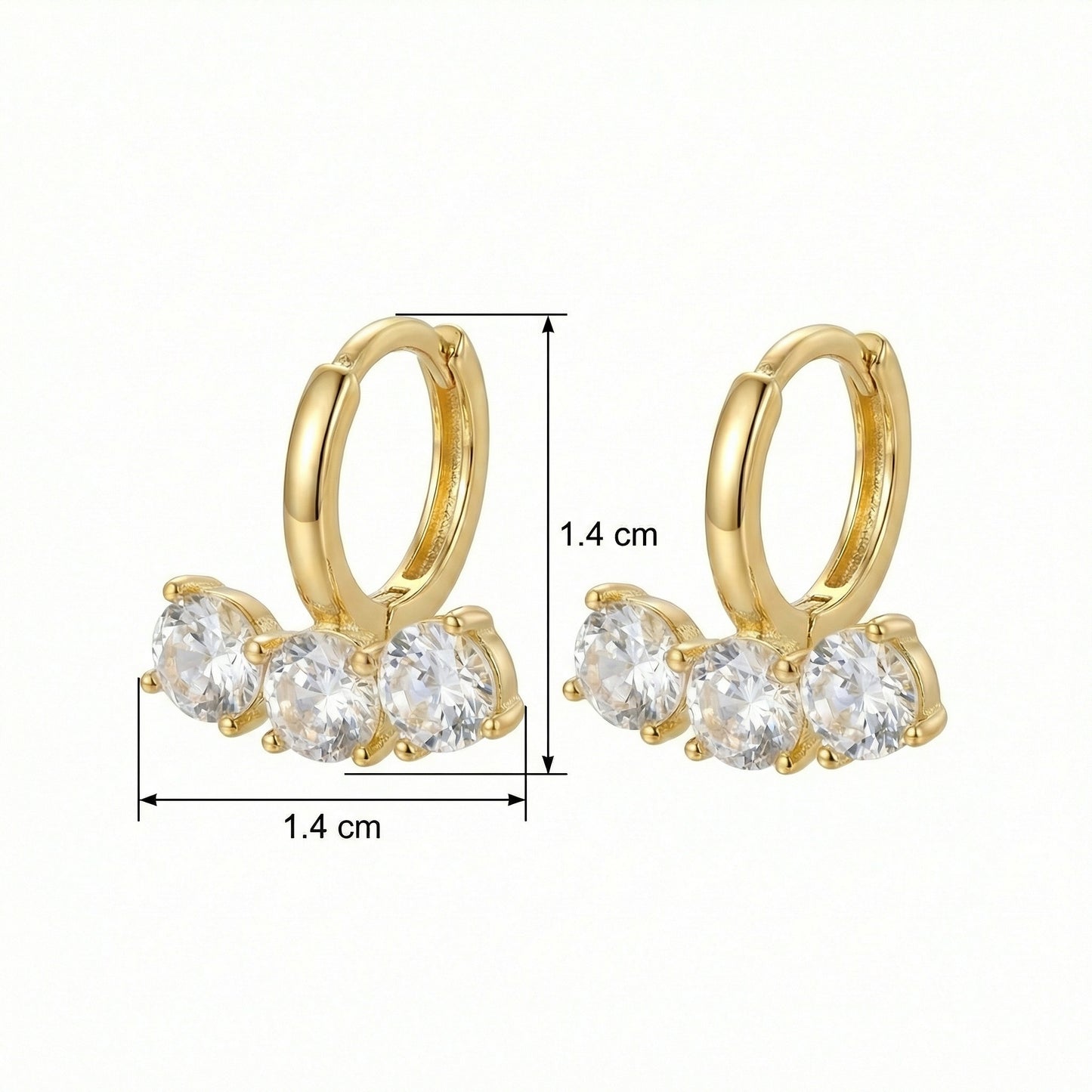 Triple Gemstone Huggie Hoop Earrings | 925 Sterling Silver