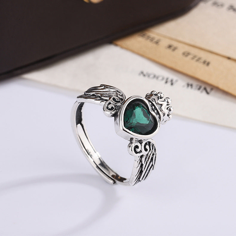 Crown & Heart Zircon Ring — Royal Romance | 925 Sterling Silver