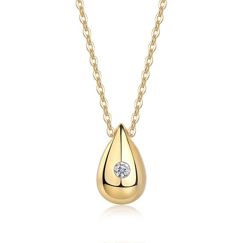 Dreamy Water Drop moissanite teardrop necklace in gold-plated 925 sterling silver