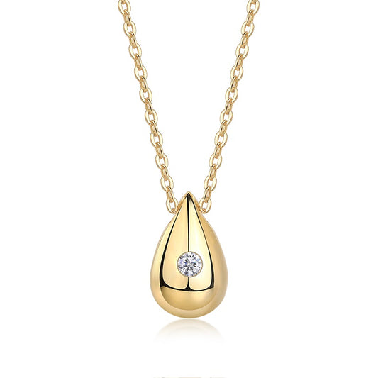 Dreamy Water Drop moissanite teardrop necklace in gold-plated 925 sterling silver