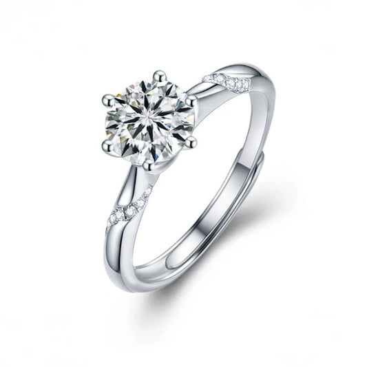 Six-Prong Moissanite Solitaire Ring — Engagement Classic | 925 Sterling Silver
