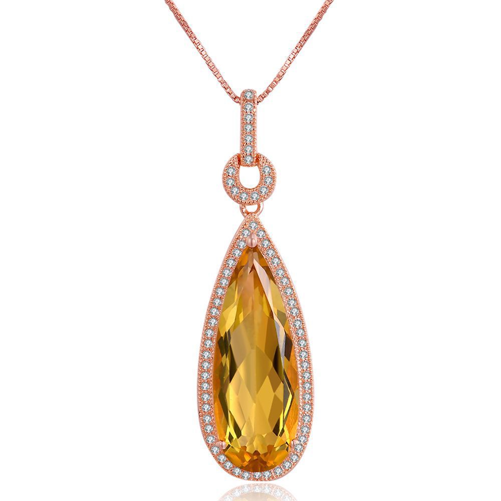 Pear-Cut Citrine Pendant Necklace — Sunlit Glow | 925 Sterling Silver