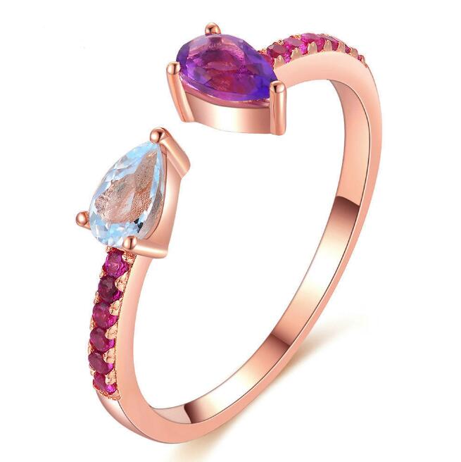 Gemstone Open Band Ring — Modern Adjustable Fit | 925 Sterling Silver