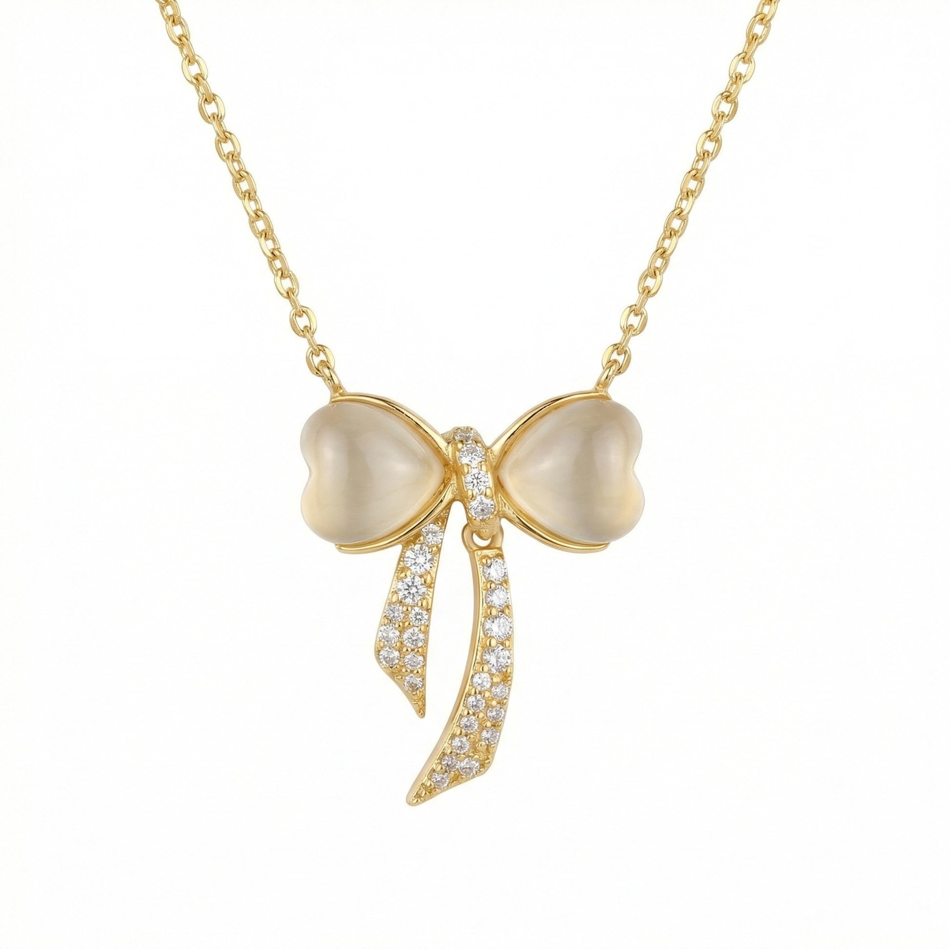 Bow Pendant Necklace — Gemstone & Diamond Accents | 925 Sterling Silver