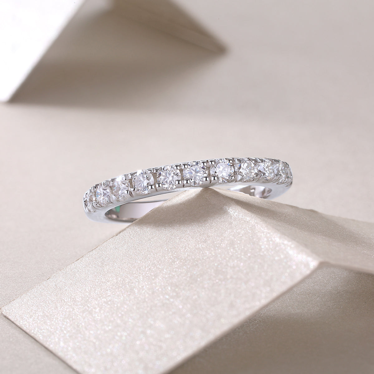 Parallel World moissanite eternity band ring in 925 sterling silver