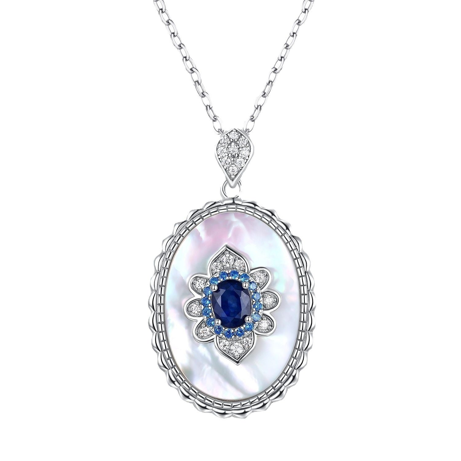 Sapphire Blue CZ Pendant Necklace — Deep Ocean Hue | 925 Sterling Silver