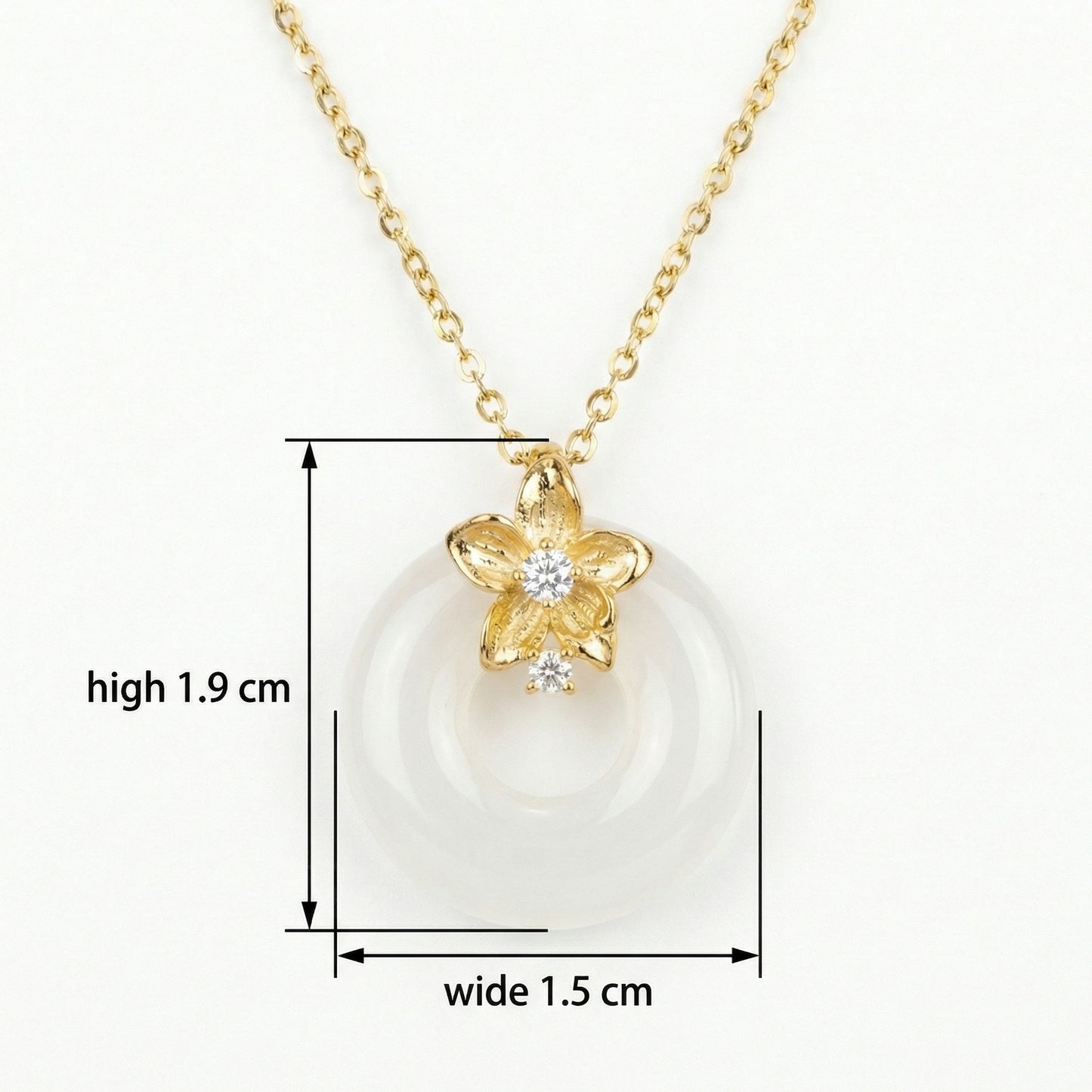 Floral Blossom Circle Pendant Necklace — White Gemstone | 925 Sterling Silver