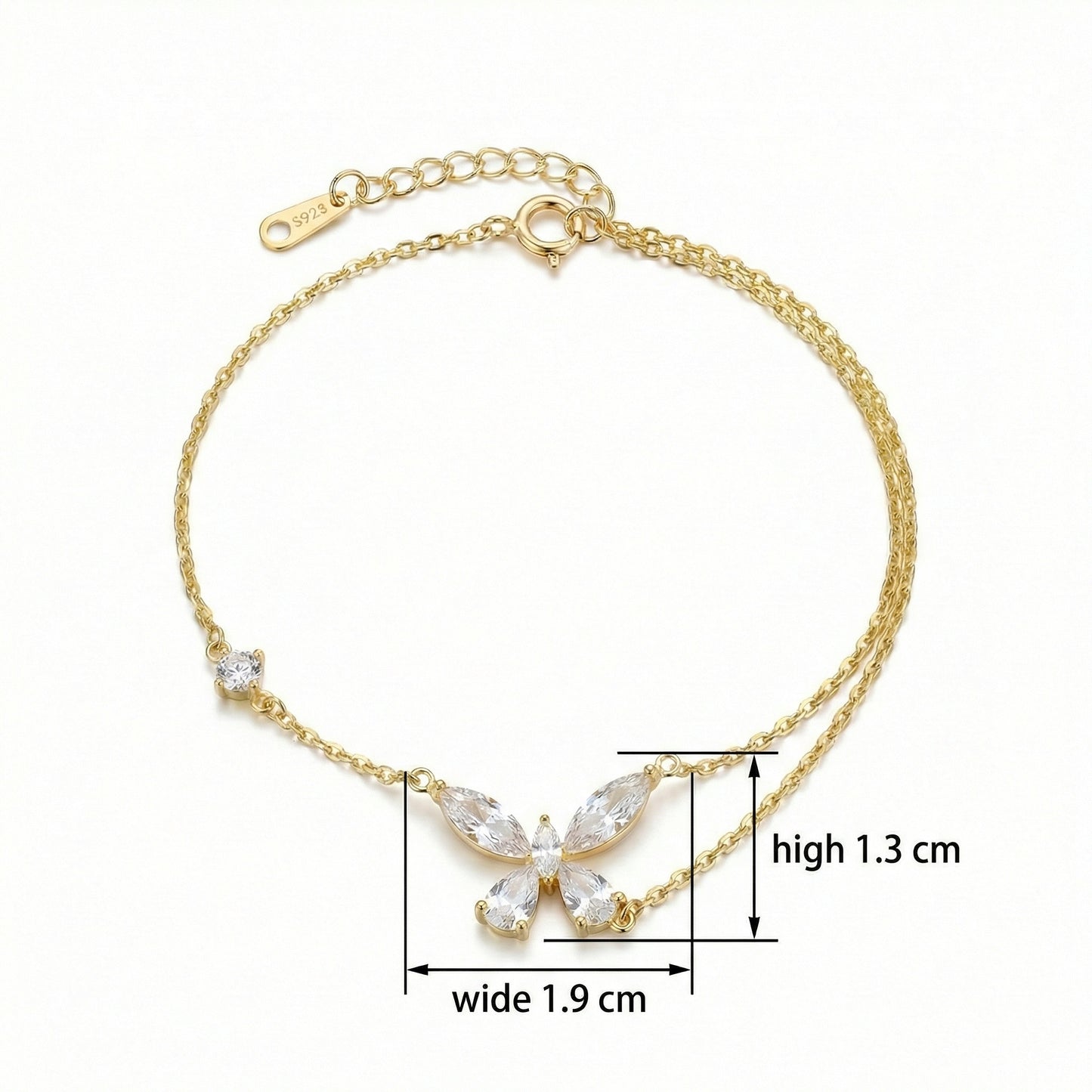 Butterfly Crystal Double-Chain Bracelet | 925 Sterling Silver