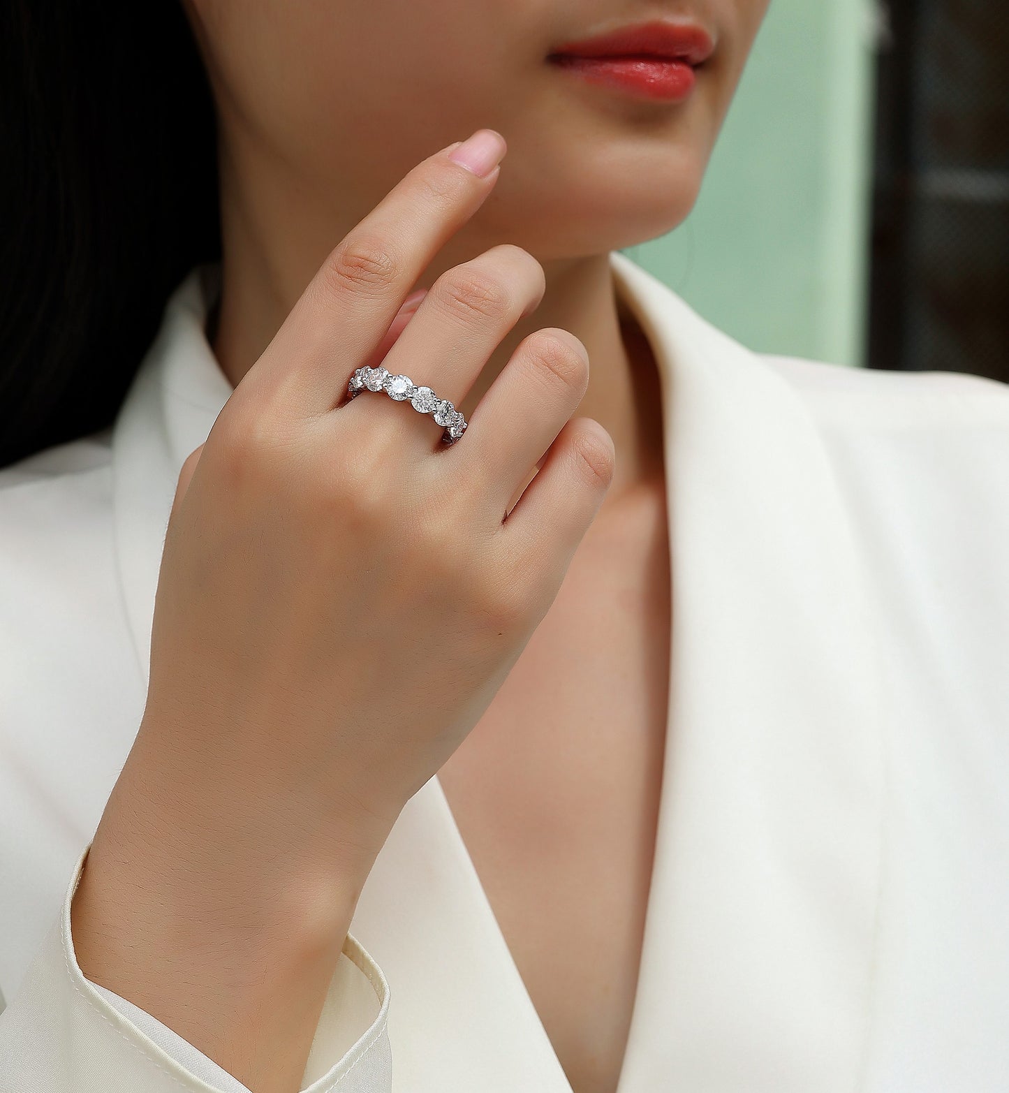 Dazzling Moments Eternity Moissanite Ring | 925 Sterling Silver