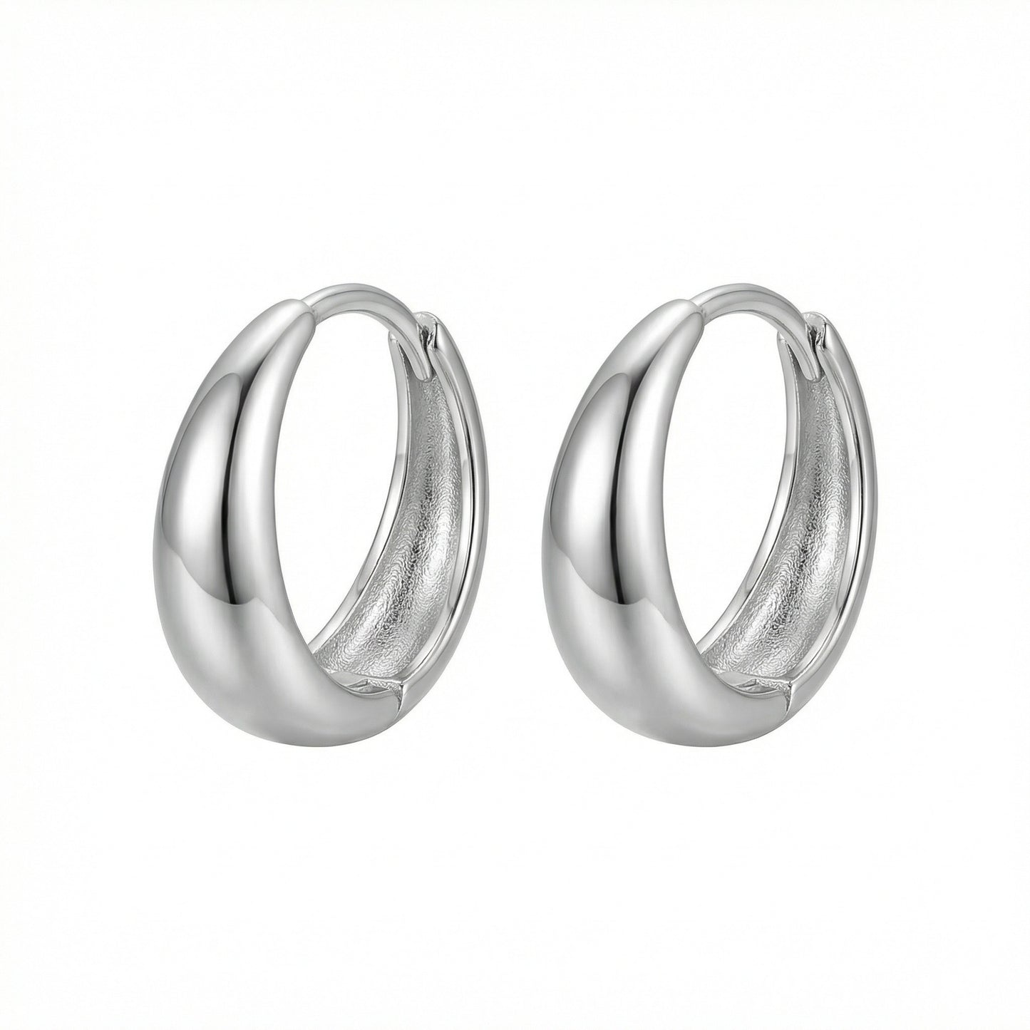 Teardrop Huggie Hoop Earrings — Soft Silhouette | 925 Sterling Silver
