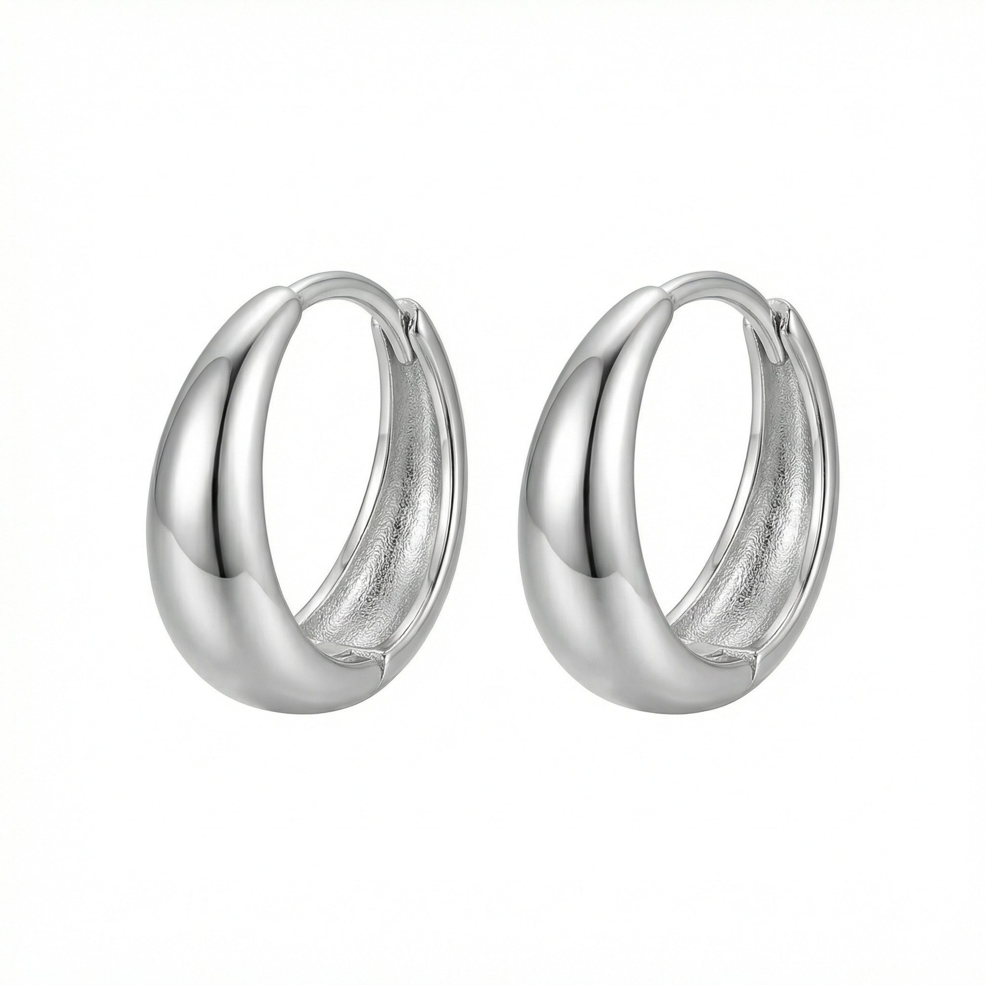Teardrop Huggie Hoop Earrings — Soft Silhouette | 925 Sterling Silver
