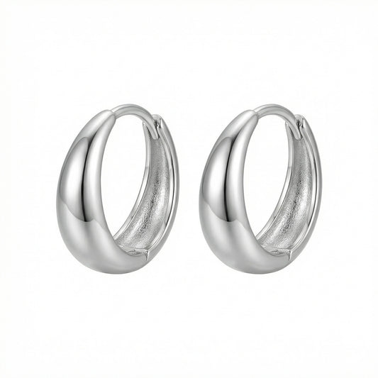 925 Sterling Silver Teardrop Huggie Hoop Earrings