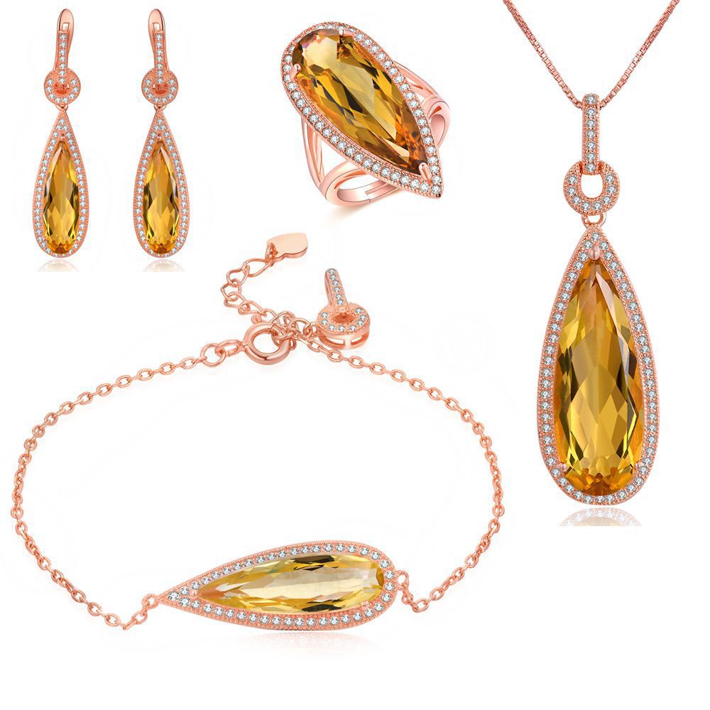 Pear-Cut Citrine Pendant Necklace — Sunlit Glow | 925 Sterling Silver