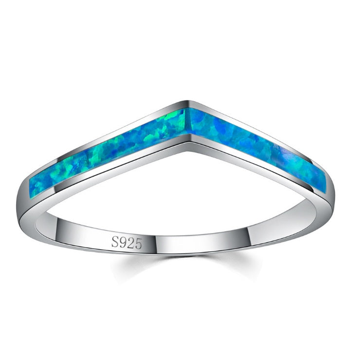 Mystic Blue Opal Fire Ring — Iridescent Mystery | 925 Sterling Silver