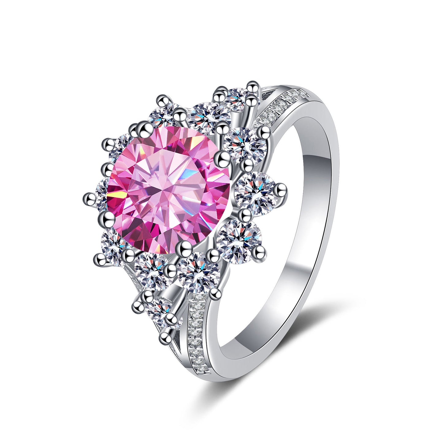 Halo moissanite ring full view