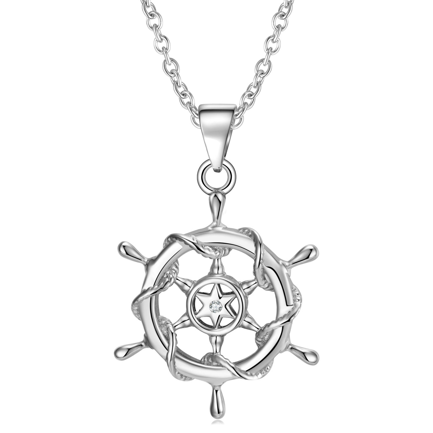 Steering Wheel Charm Pendant Necklace | 925 Sterling Silver