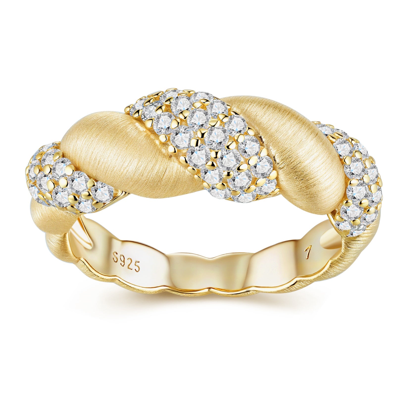 Tengman Twisted Vine Moissanite Ring | 925 Sterling Silver Gold-Plated