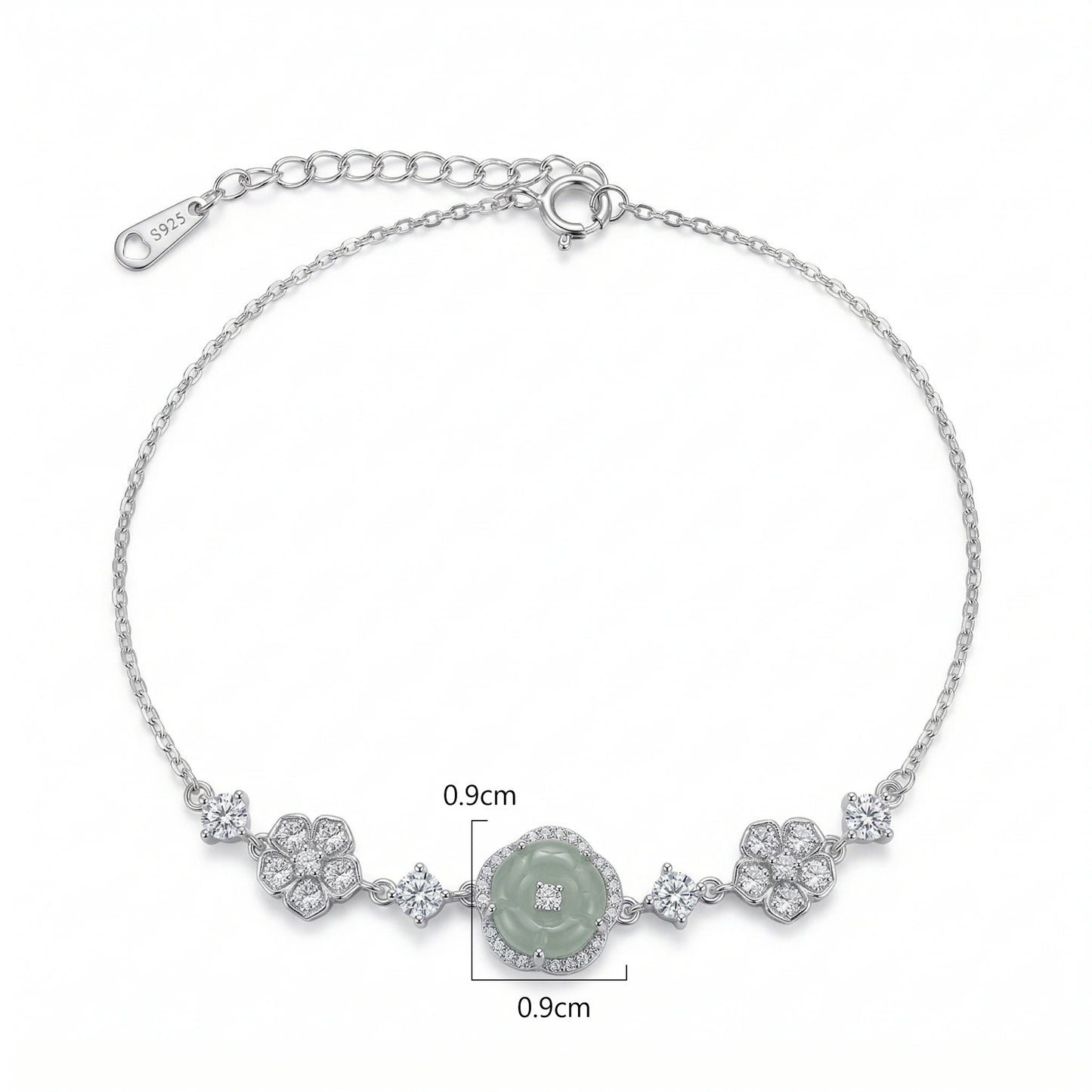 Sparkling Flower Halo Adjustable Bracelet | 925 Sterling Silver