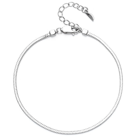 Square Snake Chain Bracelet — Modern Minimalist | 925 Sterling Silver