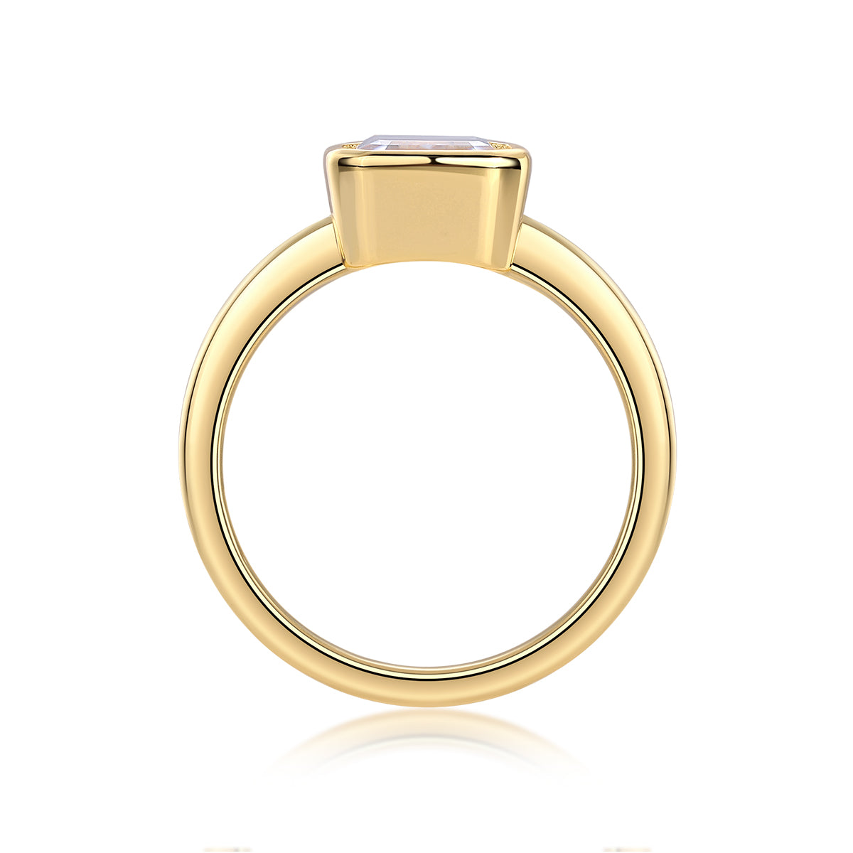 Pagoda Emerald-Cut Moissanite Engagement Ring | 925 Sterling Silver