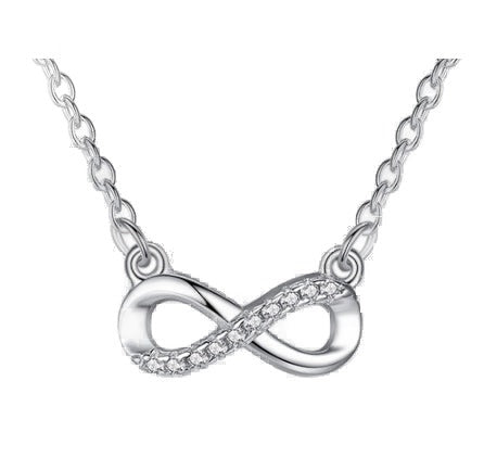 Infinity Crystal Pendant Necklace — white background